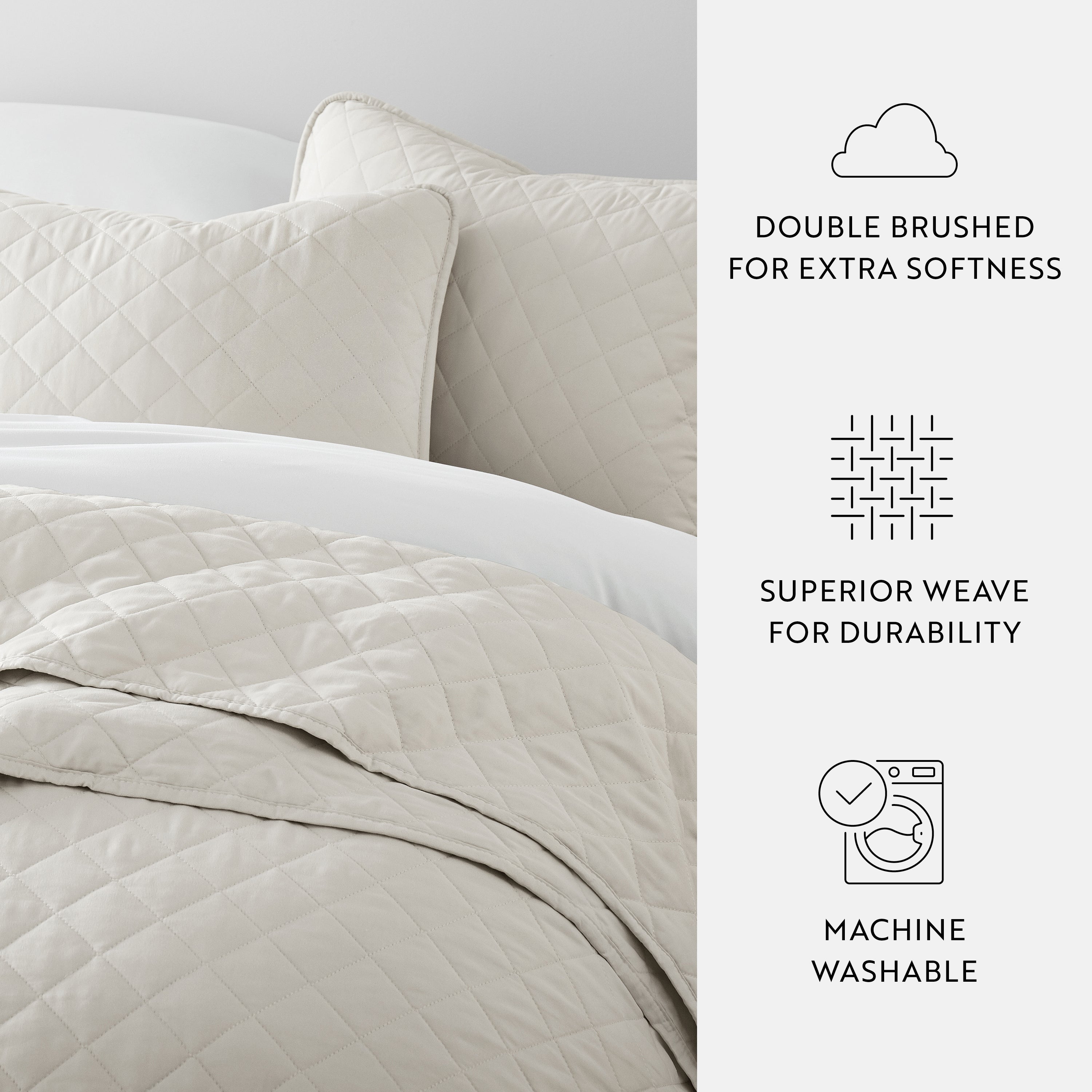 Quilt Coverlet Soft Set Diamond Stitching