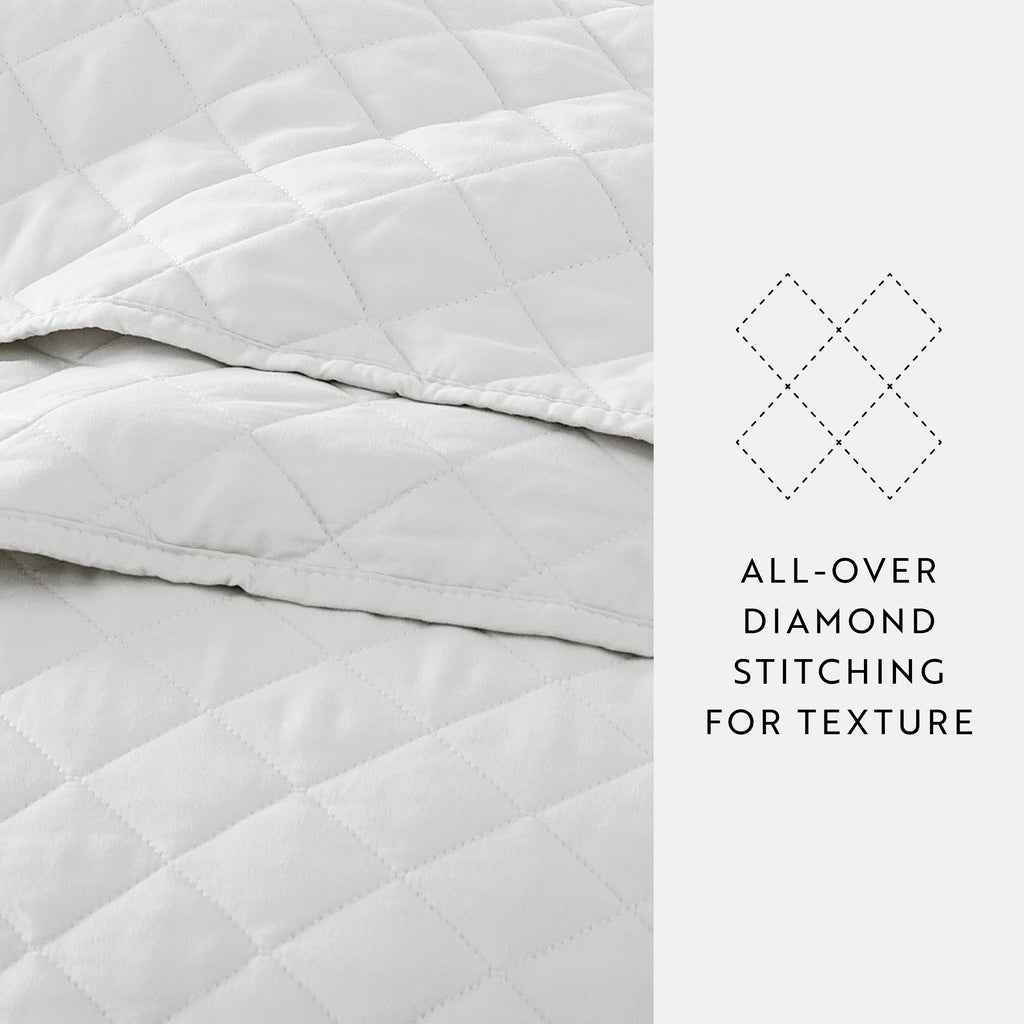 Quilt Coverlet Soft Set Diamond Stitching
