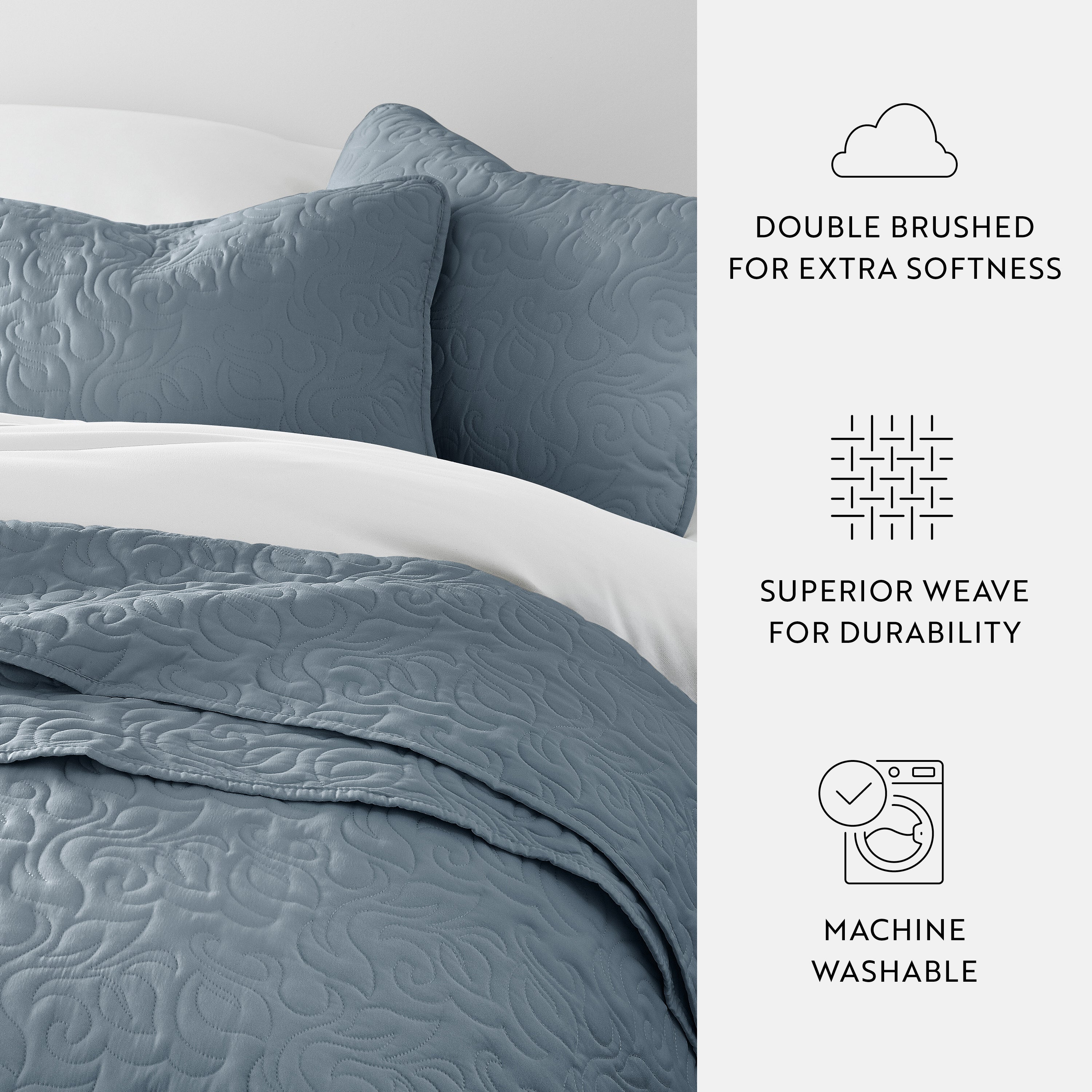 Quilt Coverlet Soft Set Floral Stitching