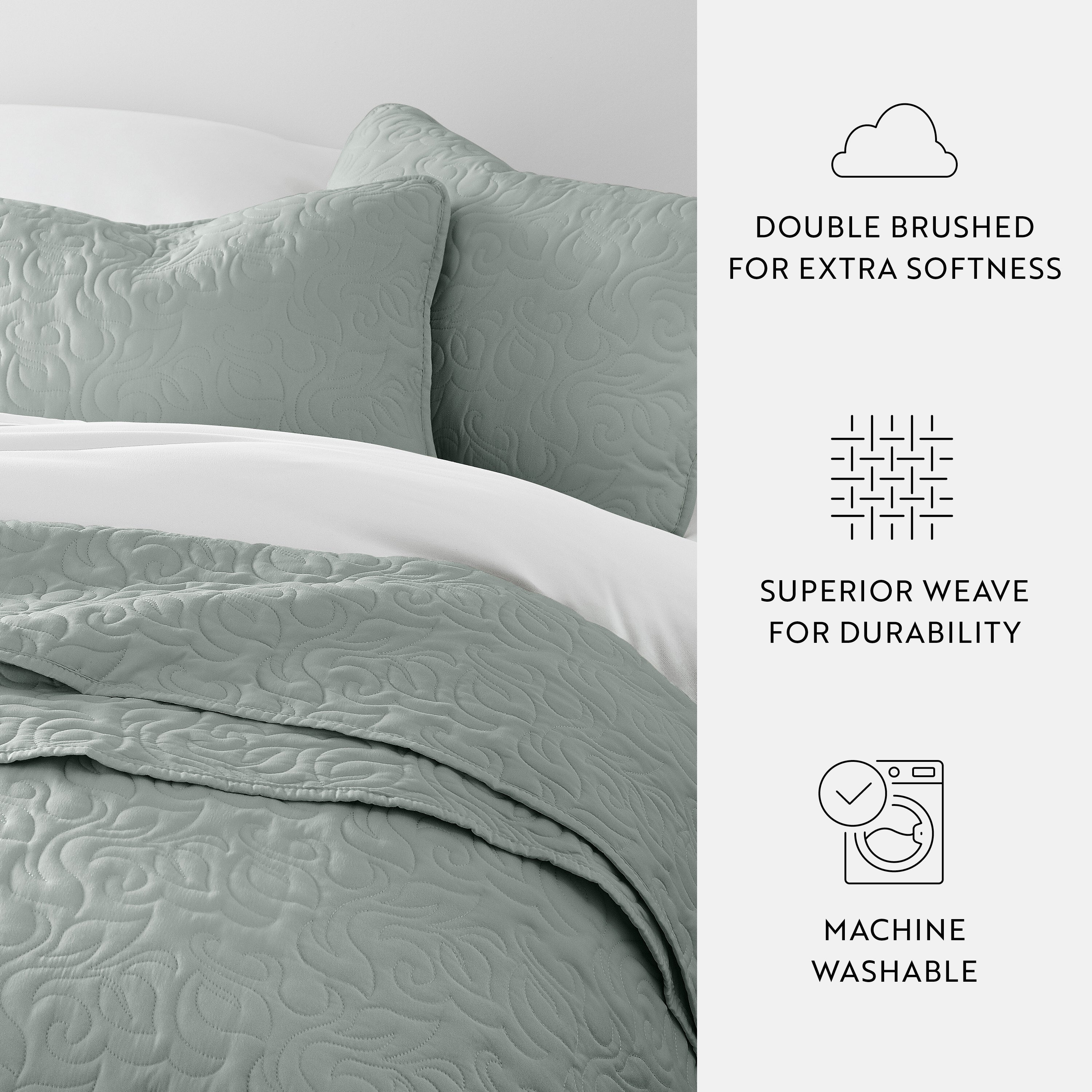 Quilt Coverlet Soft Set Floral Stitching