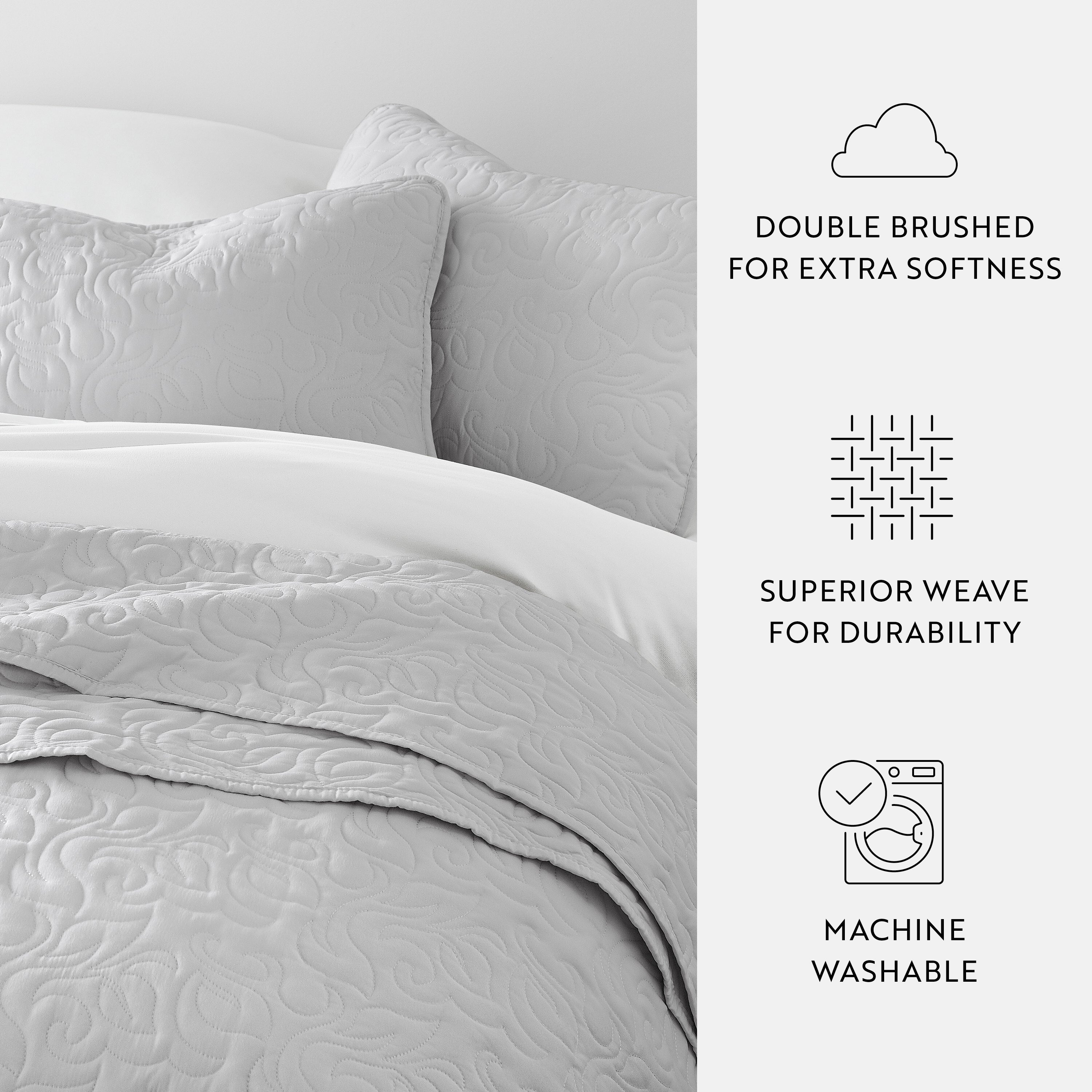 Quilt Coverlet Soft Set Floral Stitching