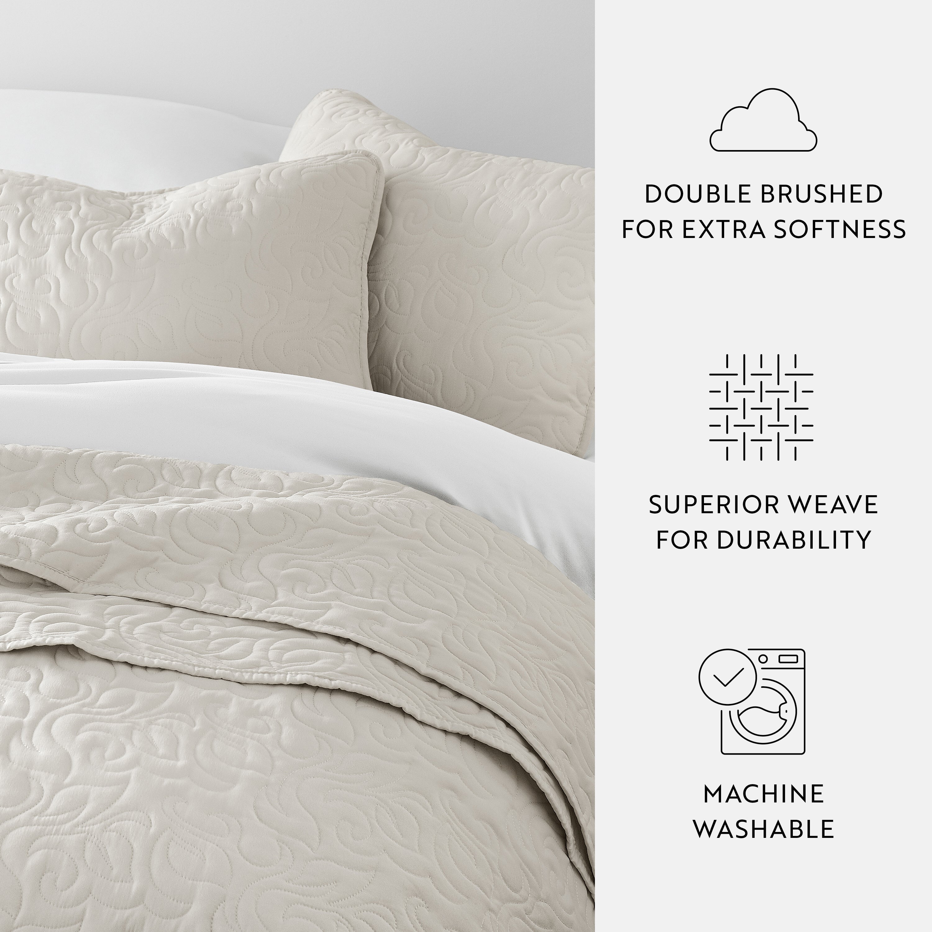 Quilt Coverlet Soft Set Floral Stitching