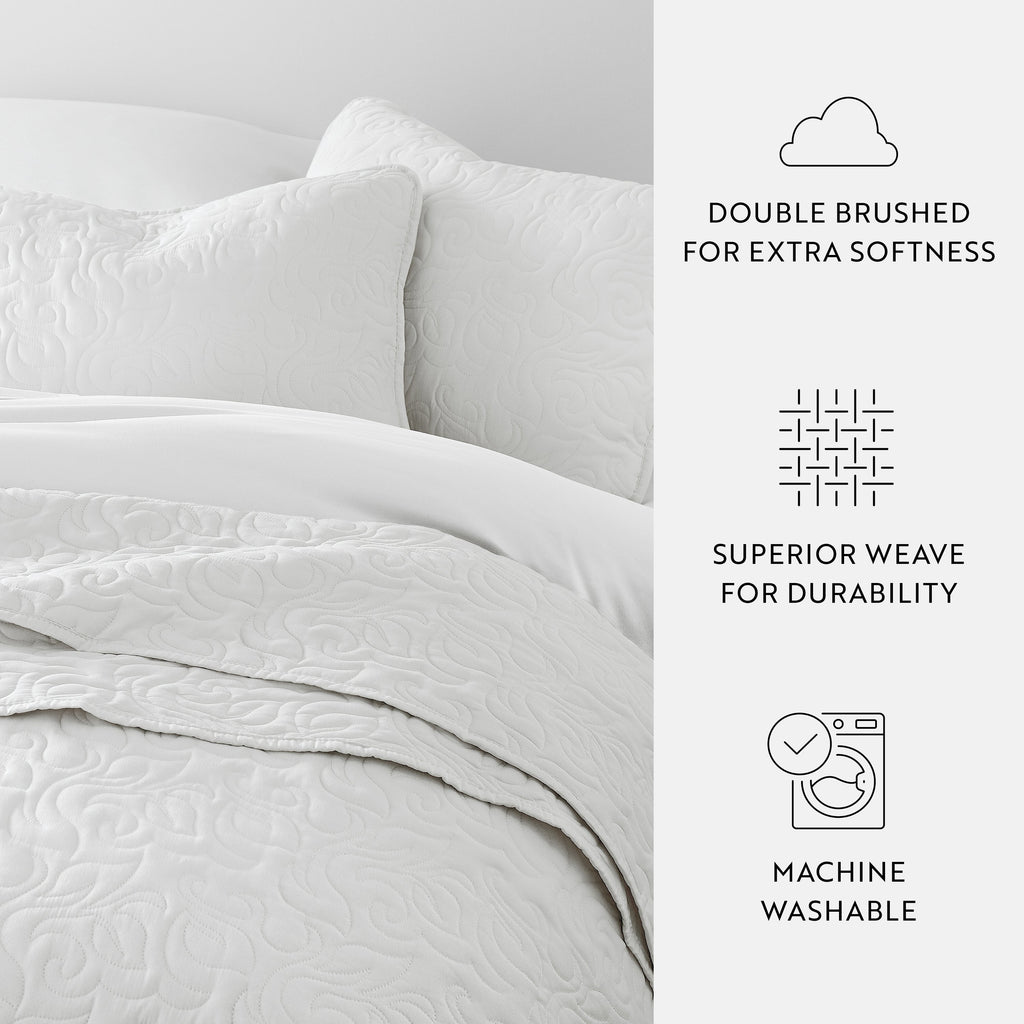 Quilt Coverlet Soft Set Floral Stitching
