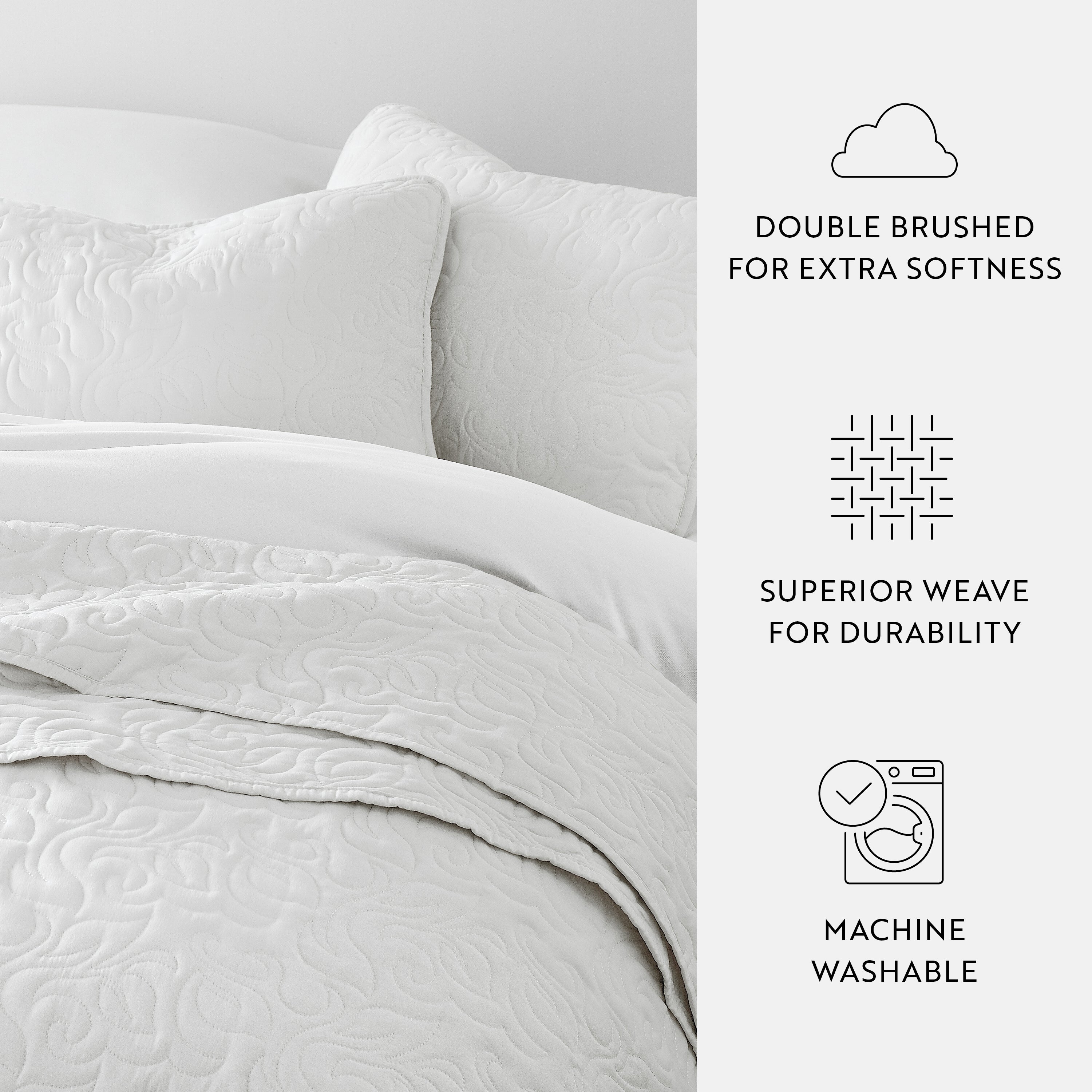 Quilt Coverlet Soft Set Floral Stitching