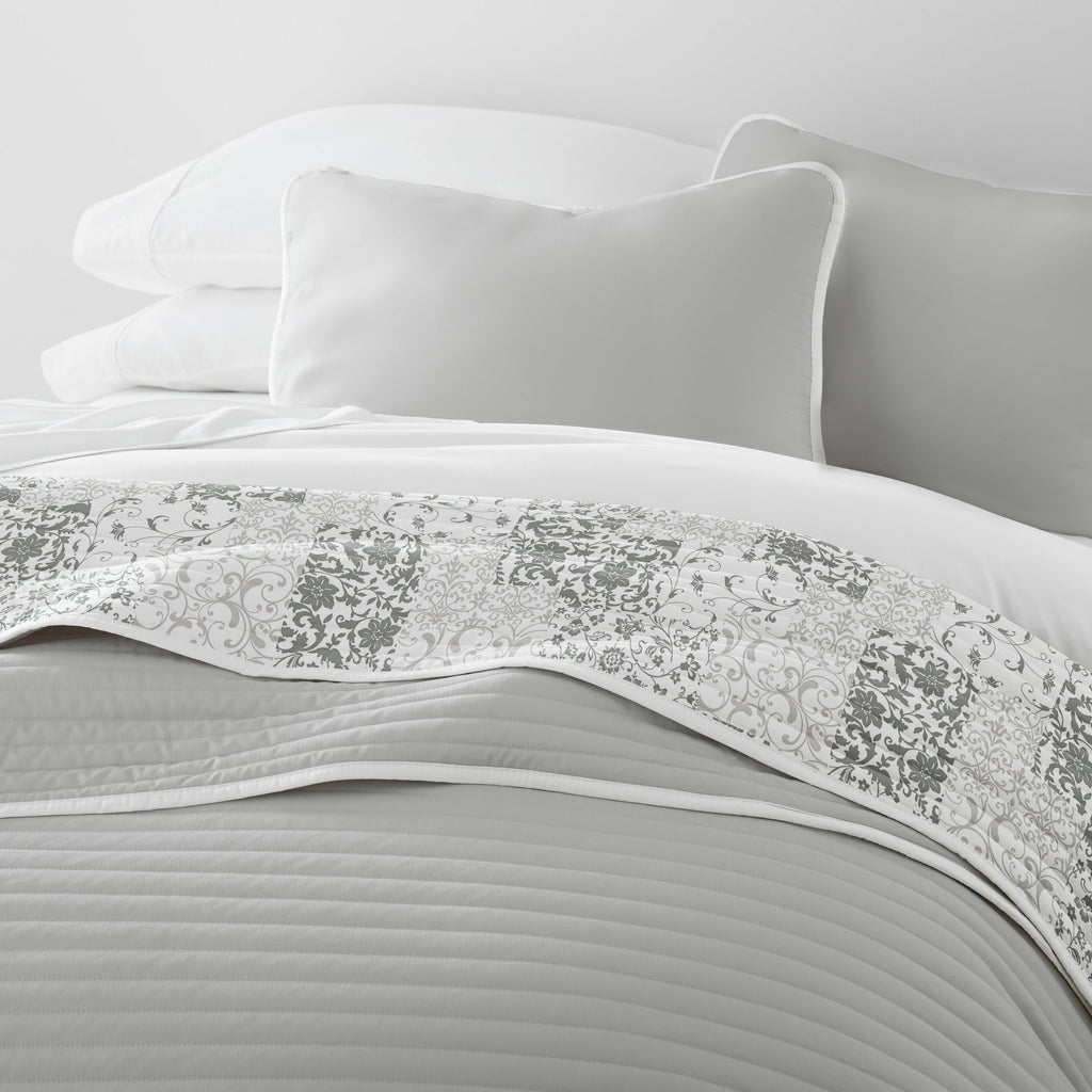 Scrolled Patchwork Reversible Quilted Coverlet Set