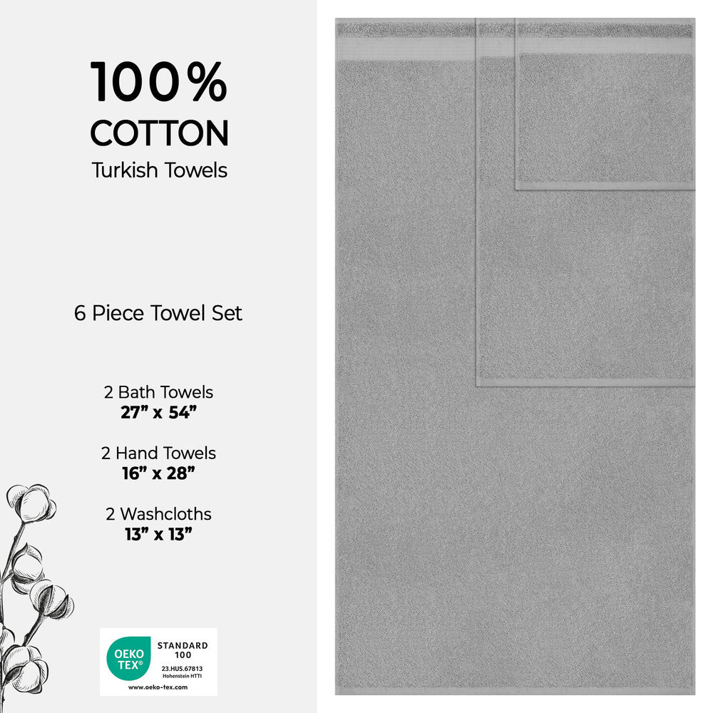 Turkish Towel 6 Piece Set 100% Cotton