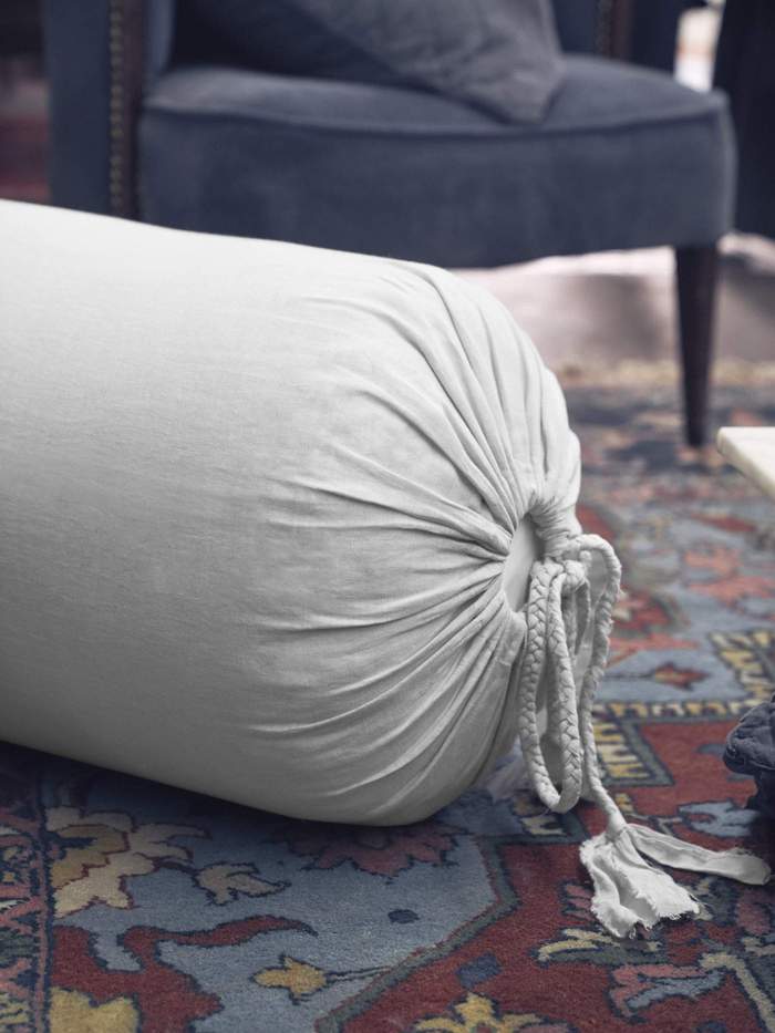 Vintage Linen Bolster Cover - Iris