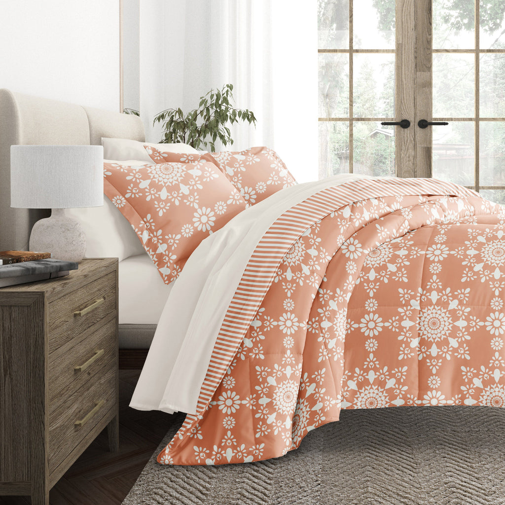 Bedding Bundle-Pattern Comforter Set and Solid Sheet Set