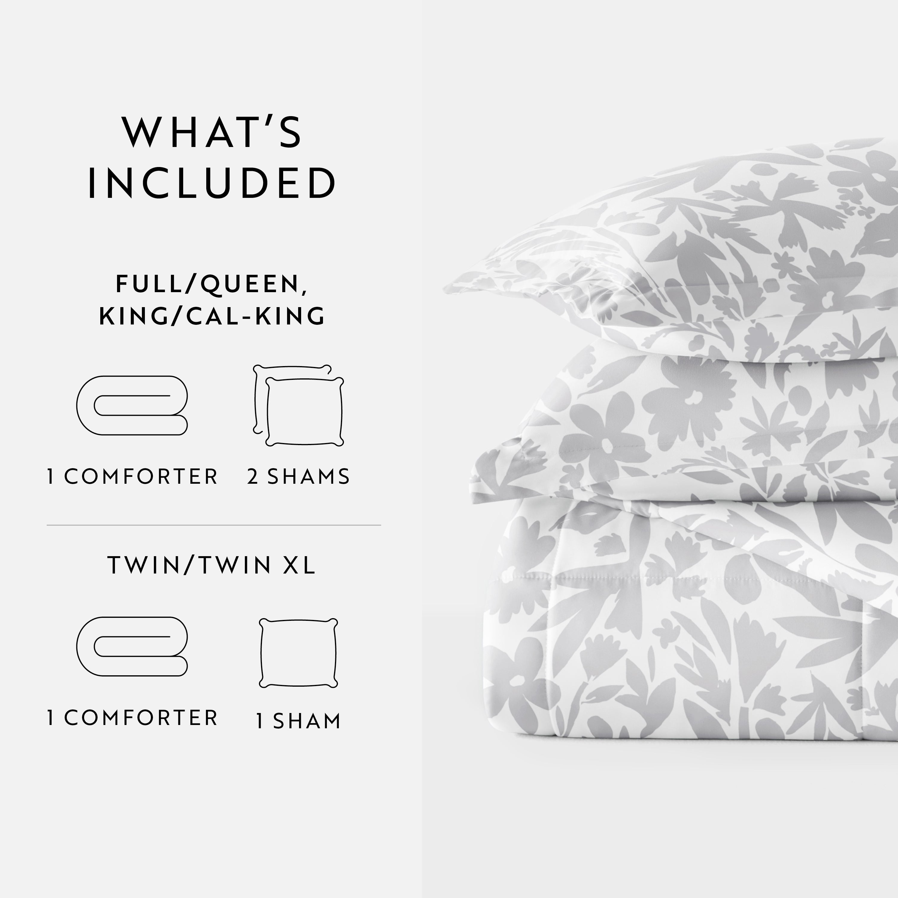 Abstract Garden Pattern Down-Alternative Comforter Set Light Gray