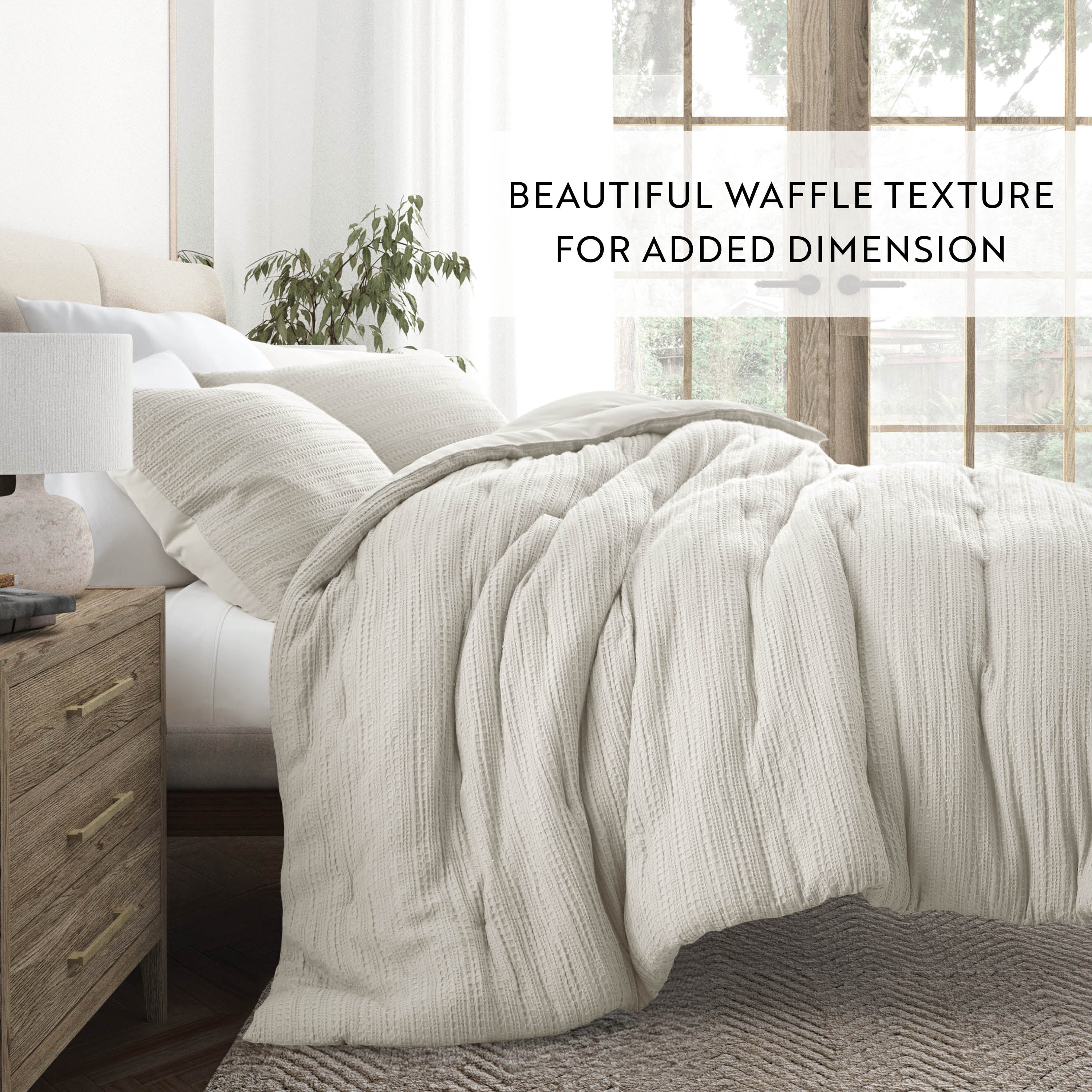 Waffle Textured Comforter Set Down-Alternative Ultra Soft Bedding
