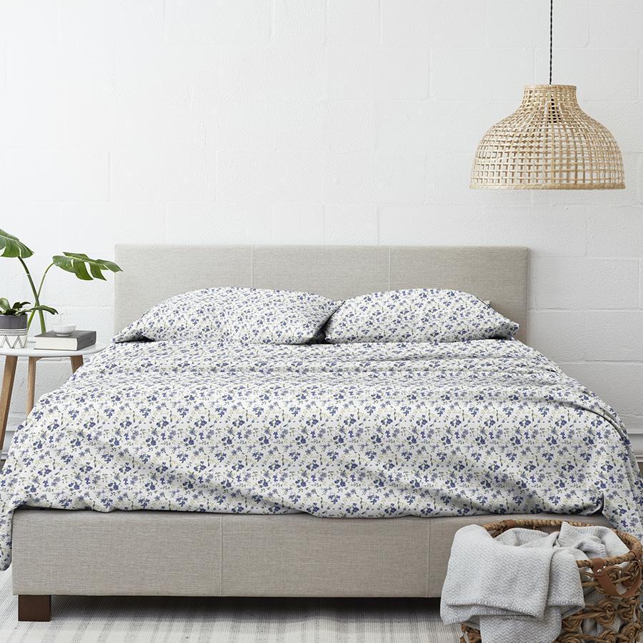 Light Blue Blossoms  Patterned Sheet Set